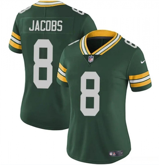 Women's Green Bay Packers #8 Josh Jacobs Green Vapor Untouchable Limited Stitched Jersey(Run Small)