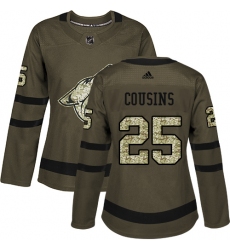 Women's Adidas Arizona Coyotes #25 Nick Cousins Authentic Green Salute to Service NHL Jersey