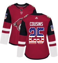 Women's Adidas Arizona Coyotes #25 Nick Cousins Authentic Red USA Flag Fashion NHL Jersey