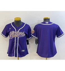 Women's Minnesota Vikings Blank Purple With Patch Cool Base Stitched Baseball Jersey