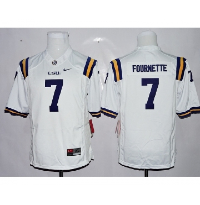 LSU Tigers 7 Leonard Fournette White Youth College Jersey