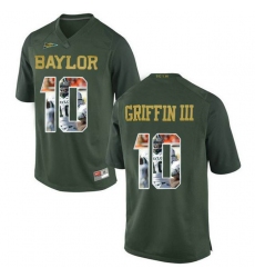 Baylor Bears #10 Robert Griffin III Green With Portrait Print College Football Jersey2