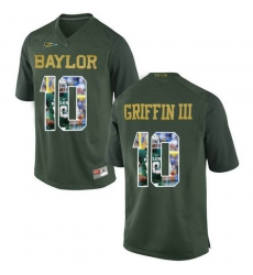 Baylor Bears #10 Robert Griffin III Green With Portrait Print College Football Jersey4