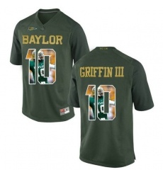 Baylor Bears #10 Robert Griffin III Green With Portrait Print College Football Jersey