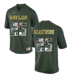 Baylor Bears #25 Lache Seastrunk Green With Portrait Print College Football Jersey2