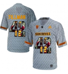 Arizona State Sun Devils #42 Pat Tillman Gray Team Logo Print College Football Jersey2