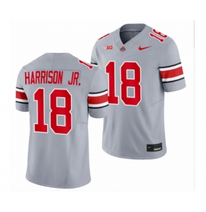 Men's Ohio State Buckeyes #18 Marvin Harrison JR. Gray 2023 F.U.S.E. Limited Stitched Jersey