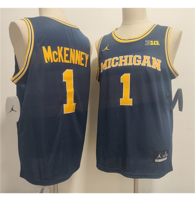 Men's Michigan Wolverines #1 Trey McKenney Navy 2026 Vapor Limited Stitched Football Jersey