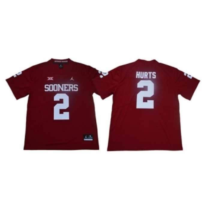 Sooners #2 Jalen Hurts Red Jordan Brand Limited Stitched College Jersey