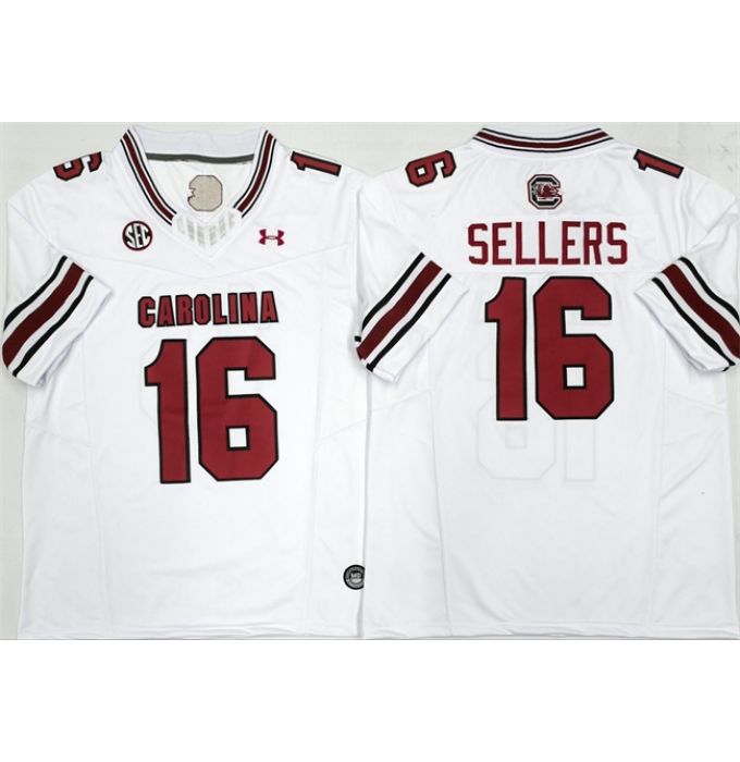 Men's South Carolina Fighting Gamecocks #16 LaNorris Sellers White F.U.S.E. Stitched Jersey