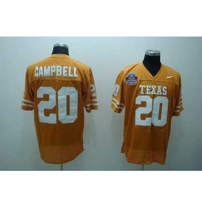 Longhorns #20 Earl Campbell Orange Embroidered NCAA Jersey