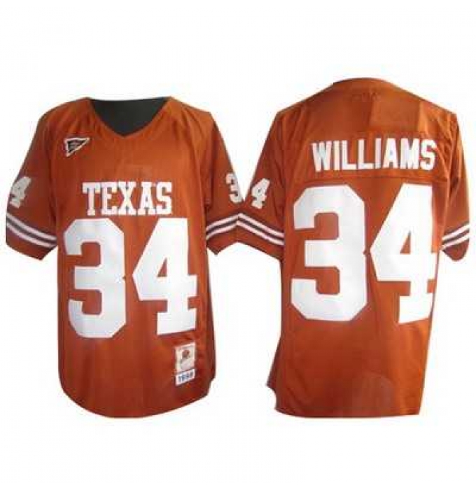 Longhorns #34 Ricky Williams Orange Embroidered NCAA Jersey
