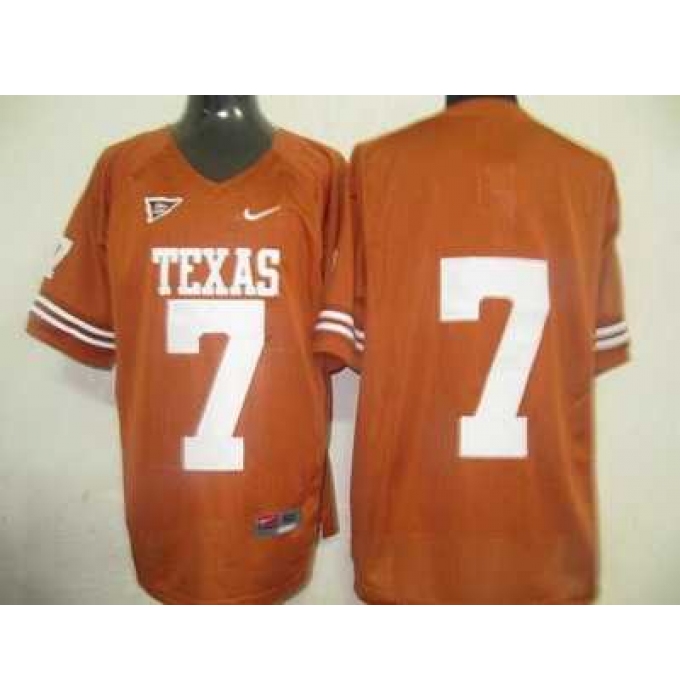 Longhorns #7 Orange Embroidered NCAA Jersey