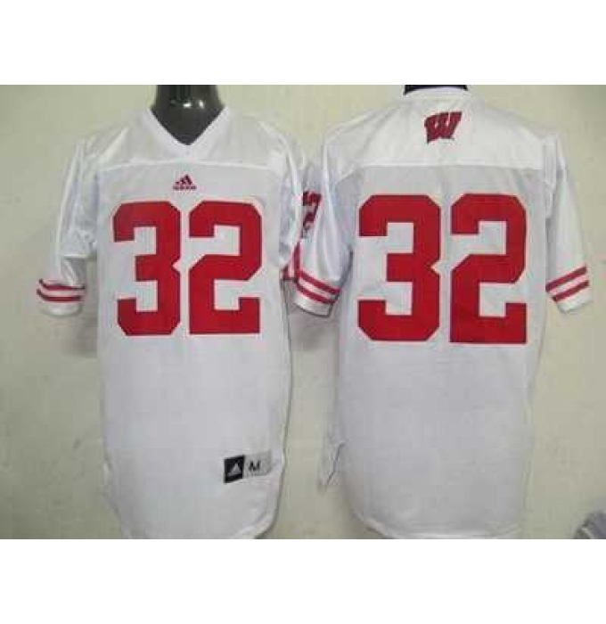 Badgers #32 White Embroidered NCAA Jersey