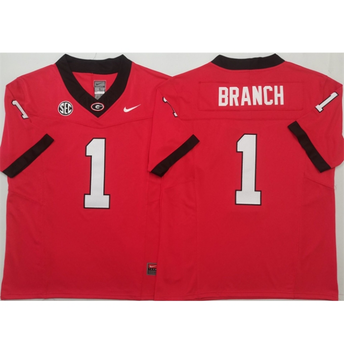 Men's Georgia Bulldogs #1 Zachariah Branch Red 2025 F.U.S.E. Stitched Jersey