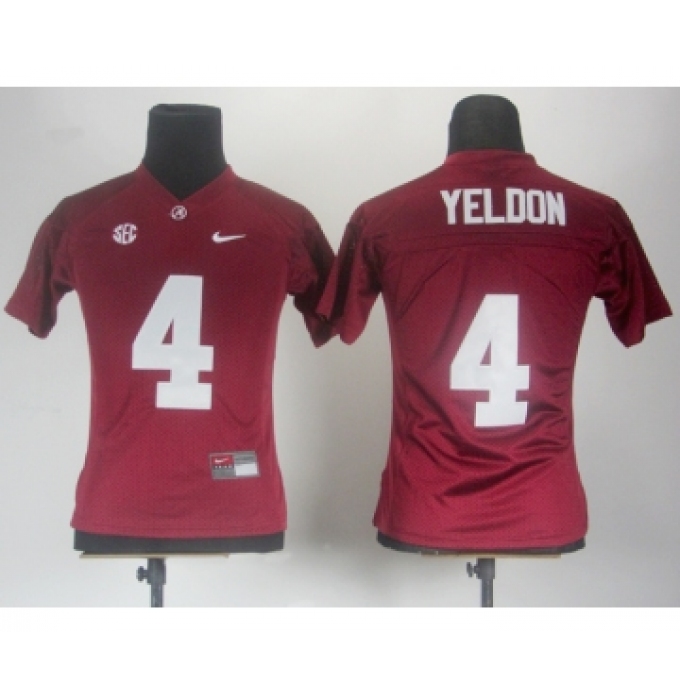 Women Alabama Crimson Tide 4 T.J Yeldon Red 2012 SEC Patch Jerseys