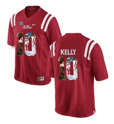 Ole Miss Rebels #10 Chad Kelly Red With Portrait Print College Football Jersey2