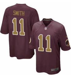 Men's Nike Washington Redskins #11 Alex Smith Game Burgundy Red/Gold Number Alternate 80TH Anniversary NFL Jersey