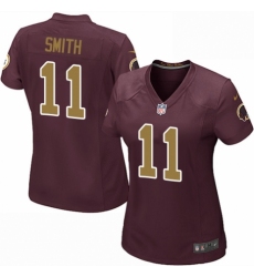 Women's Nike Washington Redskins #11 Alex Smith Game Burgundy Red/Gold Number Alternate 80TH Anniversary NFL Jersey