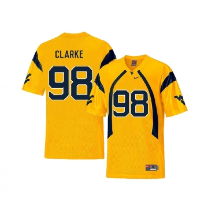 West Virginia Mountaineers 98 Will Clarke Gold College Football Jersey