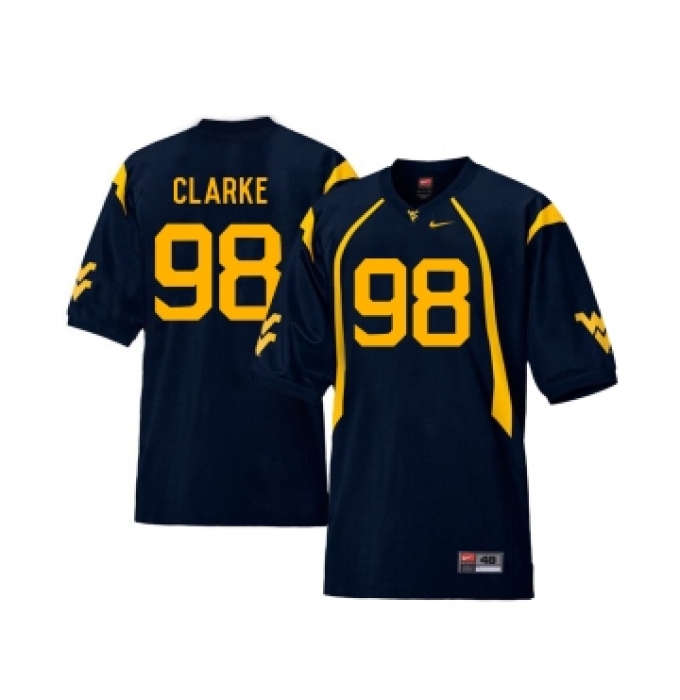 West Virginia Mountaineers 98 Will Clarke Navy College Football Jersey