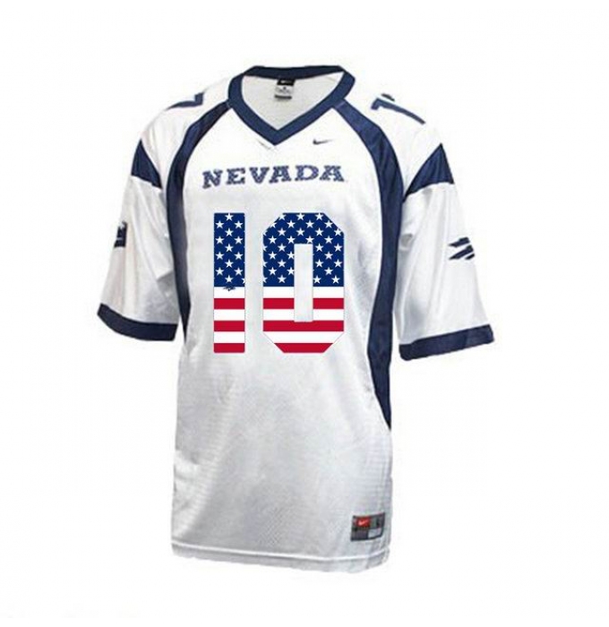 Nevada Wolf Pack #10 Colin Kaepernick White USA Flag With WAC Patch College Football Jersey