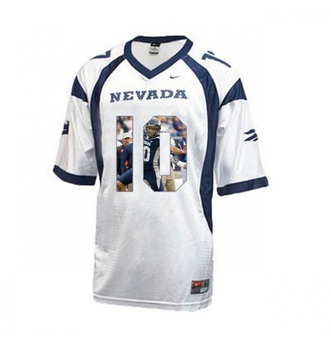 Nevada WolfPack #10 Colin Kaepernick WAC Patch White With Portrait Print College Football Jersey