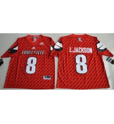 Louisville Cardinals #8 Lamar Jackson Red AAC Patch Stitched NCAA Jersey