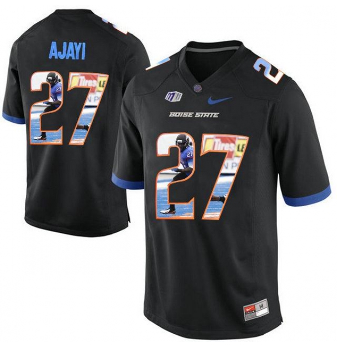 Boise State Broncos #27 Jay Ajayi Black With Portrait Print College Football Jersey3