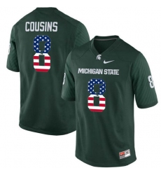 Michigan State Spartans #8 Kirk Cousins Green USA Flag College Football Jersey