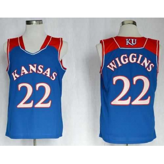 Kansas Jayhawks 22 Andrew Wiggins Blue Basketball Stitched NCAA Jersey