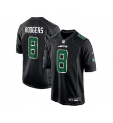 Men's New York Jets #8 Aaron Rodgers Black Stitched Jersey