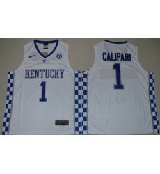 Kentucky Wildcats #1 John Calipari White Basketball Elite Stitched NCAA Jersey