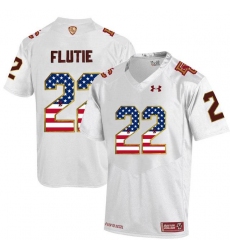 Boston College Eagles #22 Doug Flutie White Fenway Event Authentic Performance USA Flag College Football Jersey