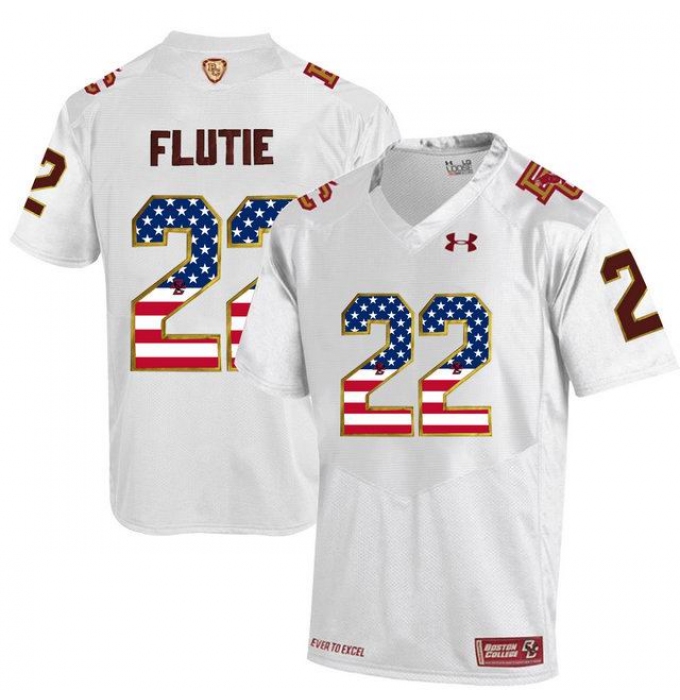 Boston College Eagles #22 Doug Flutie White Fenway Event Authentic Performance USA Flag College Football Jersey