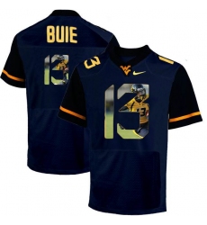 West Virginia Mountaineers #13 Andrew Buie Navy With Portrait Print College Football Jersey