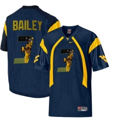 West Virginia Mountaineers #3 Stedman Bailey Navy With Portrait Print College Football Jersey