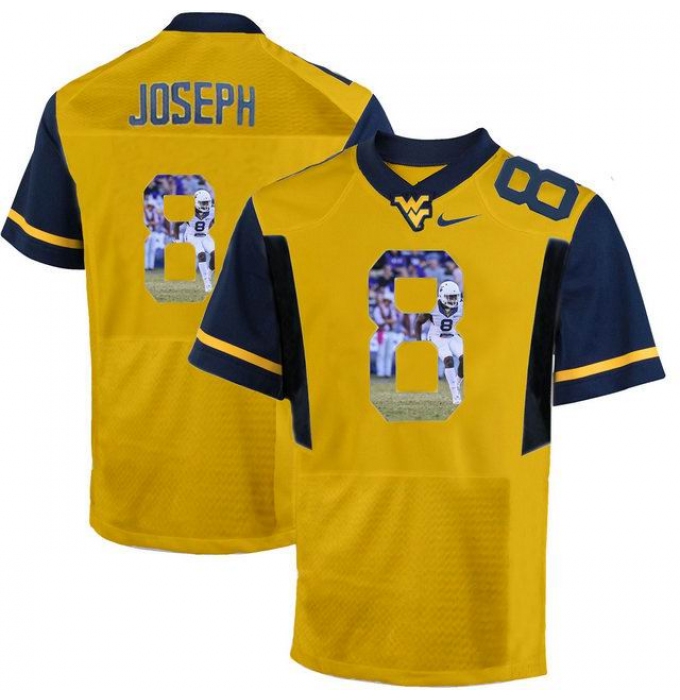 West Virginia Mountaineers #8 Karl Joseph Gold With Portrait Print College Football Jersey