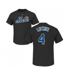 Baseball New York Mets #4 Jed Lowrie Black Name & Number T-Shirt
