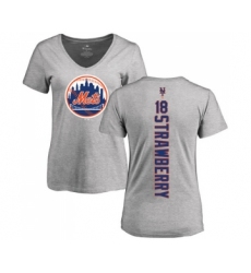 MLB Women's Nike New York Mets #18 Darryl Strawberry Ash Backer T-Shirt