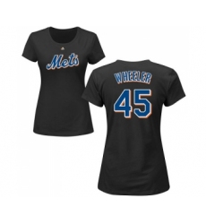 MLB Women's Nike New York Mets #45 Zack Wheeler Black Name & Number T-Shirt