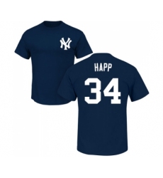 Baseball New York Yankees #34 J.A. Happ Navy Blue Name & Number T-Shirt
