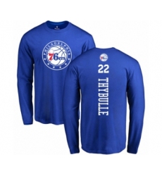 Basketball Philadelphia 76ers #22 Mattise Thybulle Royal Blue Backer Long Sleeve T-Shirt