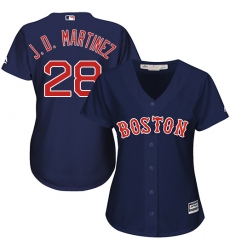 Women's Majestic Boston Red Sox #28 J. D. Martinez Authentic Navy Blue Alternate Road MLB Jersey