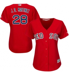 Women's Majestic Boston Red Sox #28 J. D. Martinez Authentic Red Alternate Home MLB Jersey