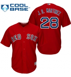 Youth Majestic Boston Red Sox #28 J. D. Martinez Authentic Red Alternate Home Cool Base MLB Jersey