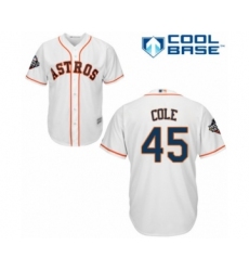 Youth Houston Astros #45 Gerrit Cole Authentic White Home Cool Base 2019 World Series Bound Baseball Jersey