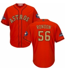 Youth Majestic Houston Astros #56 Hector Rondon Authentic Orange Alternate 2018 Gold Program Cool Base MLB Jersey