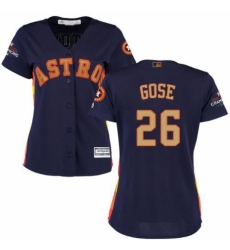 Women's Majestic Houston Astros #26 Anthony Gose Authentic Navy Blue Alternate 2018 Gold Program Cool Base MLB Jersey
