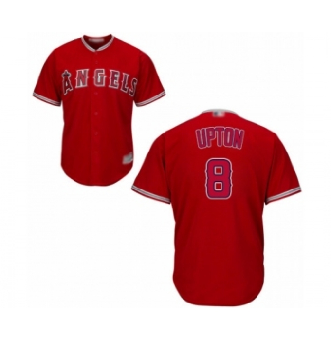 Youth Los Angeles Angels of Anaheim #8 Justin Upton Authentic Red Alternate Cool Base Baseball Jersey
